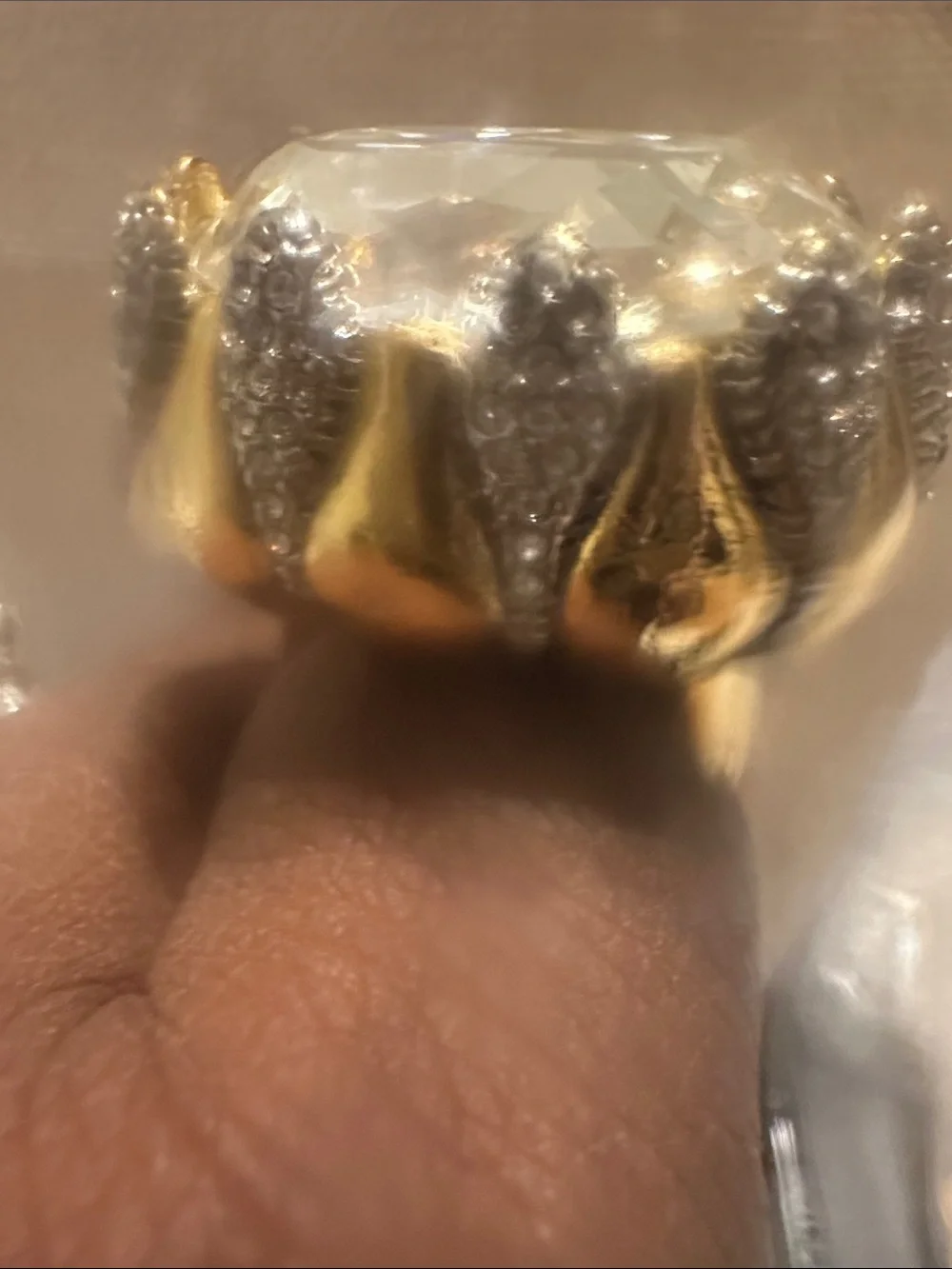 Vintage-Inspired Gold Crystal Cocktail Ring